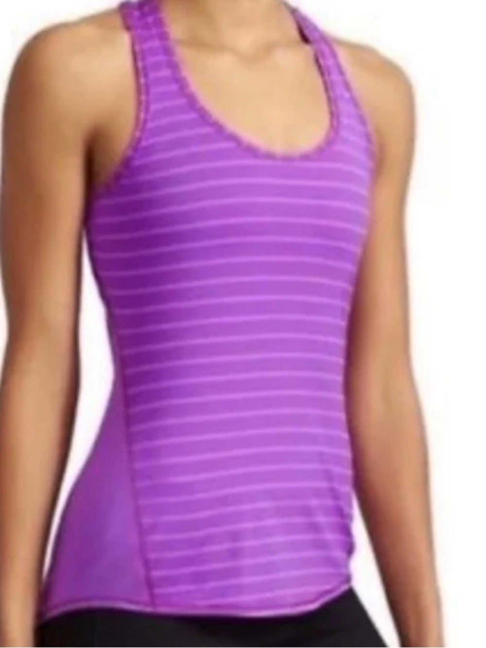 Athleta Chi Tank Small Purple Pink Striped Racerback Workout Athletic Top
